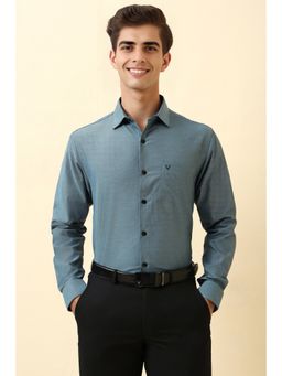 Allen Solly - Men Blue Solid Full Sleeves Formal Shirt