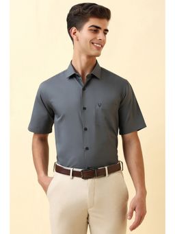 Allen Solly - Men Grey Solid Half Sleeves Formal Shirt