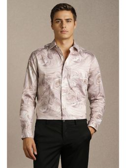 Louis Philippe - Men Mauve Printed Full Sleeves Formal Shirt