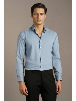 Louis Philippe - Men Light Blue Solid Full Sleeves Formal Shirt