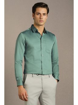 Louis Philippe - Men Green Solid Full Sleeves Formal Shirt