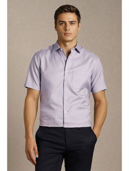 Louis Philippe - Men Purple Solid Half Sleeves Formal Shirt