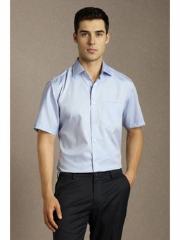 Louis Philippe - Men Light Blue Solid Half Sleeves Formal Shirt