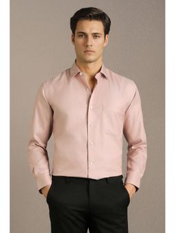 Louis Philippe - Men Pink Solid Full Sleeves Formal Shirt