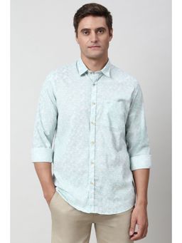 Peter England - Men Blue Slim Fit Floral Full Sleeves Casual Shirt