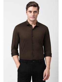 Peter England - Men Brown Super Slim Fit Full Sleeves Formal Shirt