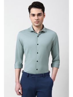 Peter England - Men Light Green Super Slim Fit Full Sleeves Formal Shirt