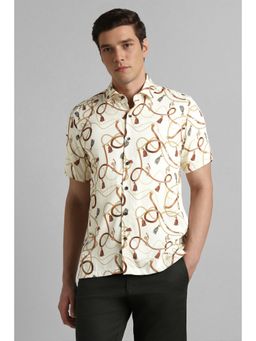 Simon Carter - Cream Printed Casual Shirt