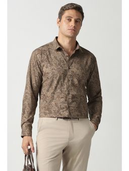 Van Heusen - Men Brown Print Full Sleeves Party Shirt