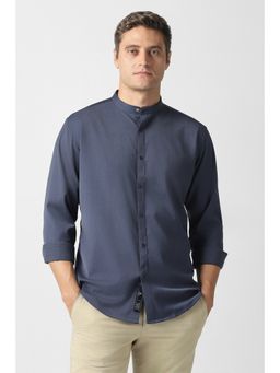 Van Heusen - Men Blue Solid Full Sleeves Casual Shirt