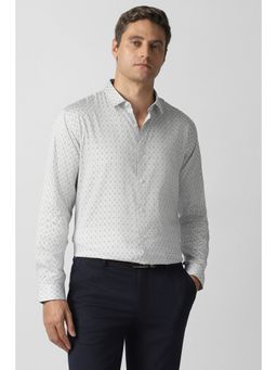 Van Heusen - Men White Print Full Sleeves Formal Shirt