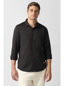Van Heusen - Men Black Textured Full Sleeves Casual Shirt