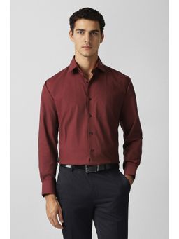 Van Heusen - Men Maroon Solid Full Sleeves Formal Shirt