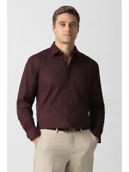 Van Heusen - Men Maroon Textured Full Sleeves Formal Shirt