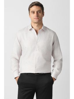 Van Heusen - Men Off White Check Full Sleeves Formal Shirt