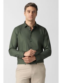 Van Heusen - Men Green Solid Full Sleeves Formal Shirt