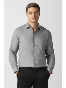Van Heusen - Men Grey Textured Full Sleeves Formal Shirt