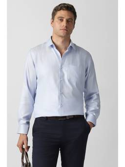 Van Heusen - Men Light Blue Textured Full Sleeves Formal Shirt