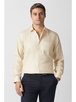 Van Heusen - Men Beige Textured Full Sleeves Formal Shirt