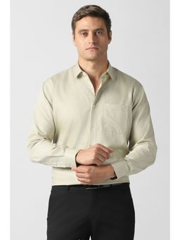 Van Heusen - Men Beige Textured Full Sleeves Formal Shirt