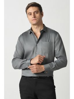 Van Heusen - Men Grey Textured Full Sleeves Formal Shirt