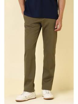 Allen Solly - Men Olive Solid Casual Trouser