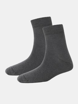 Jockey - 7801 Juniors Compact Cotton Solid Ankle Length Socks - Gun Metal (Pack of 2)