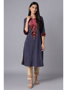 WISHFUL by W - Blue Stripes Kurta