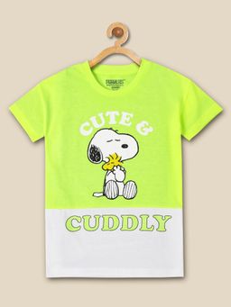 Kidsville - Kids Girls Peanuts Green Printed T-Shirt