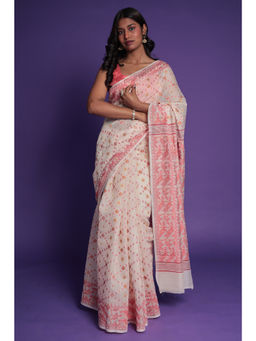 Zari Jaipur - Multi-Color Cotton Banarasi Texture Saree with Unstitched Blouse