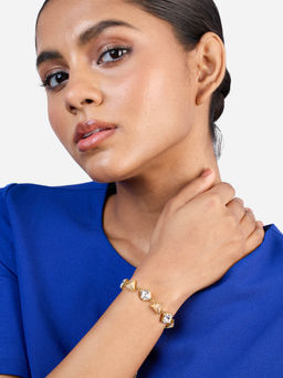 Isharya - Moss Crystal Pyramid Bracelet In 18KT Gold and Signature Colored Plating