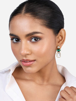 Isharya - Jungle Green Crystal Earrings In 18KT Gold and Signature Colored Plating