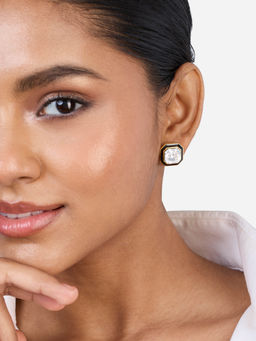 Isharya - Moss Octa Crystal Studs In 18KT Gold and Signature Colored Plating