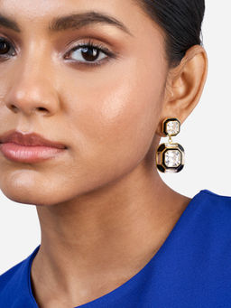 Isharya - Optic Double Crystal Drop In 18KT Gold and Signature Colored Plating