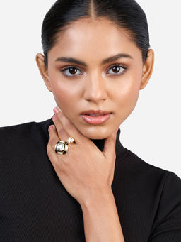 Isharya - Moss Deco Ring In 18KT Gold and Signature Colored Plating