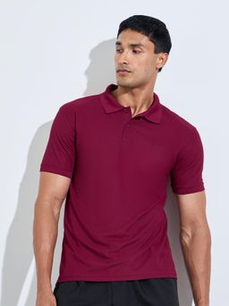 Styli - Men Maroon Solid/Plain Polyester Regular Fit Polo T-Shirt