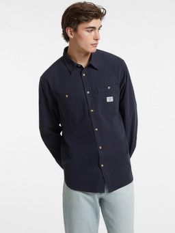 Guess - Men Blue Solid/Plain Pure Cotton Regular Fit Shirt