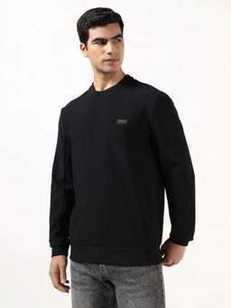 Guess - Men Black Solid/Plain Polyamide Regular Fit Sweatshirt