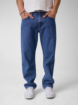 Guess - Men Blue Solid/Plain Cotton Regular Fit Jeans