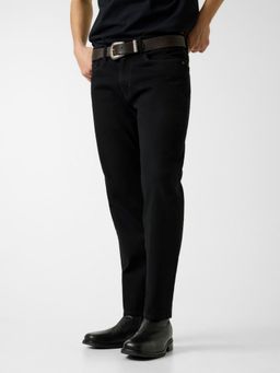 Guess - Men Black Solid/Plain Cotton Slim Fit Jeans
