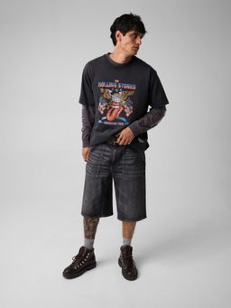 Guess - Men Black Printed Pure Cotton Oversized Fit T-Shirt