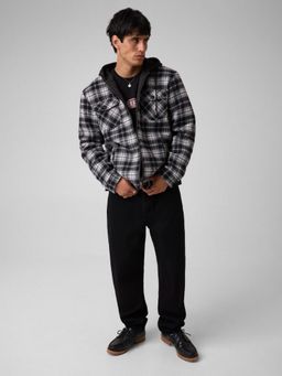 Guess - Men Black Checks Polyester Regular Fit Shacket Jacket