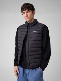 Guess - Men Black Solid/Plain Polyamide Regular Fit Jacket