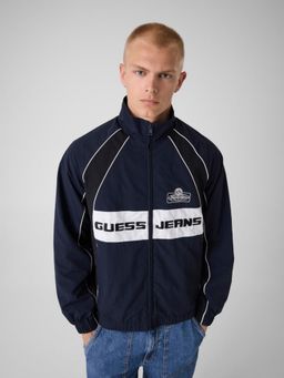 Guess - Men Blue Colorblock Polyamide Regular Fit Jacket