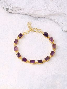 Zurooh - 18K Gold Plated Rough Amethyst Link Bracelet