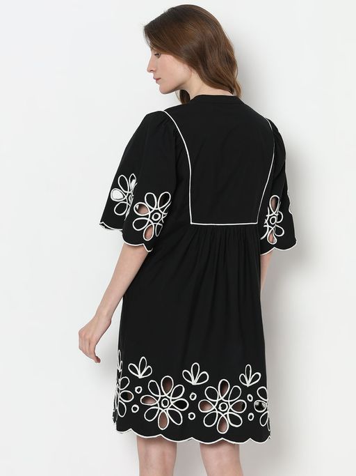 Buy VERO MODA Black Floral Embroidered Dress Online