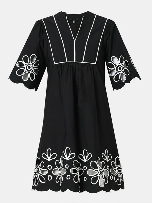 green emerald velvet dress VERO MODA Black Embroidered Cotton Dress main image 1