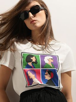 VERO MODA - White Graphic Print T-Shirt