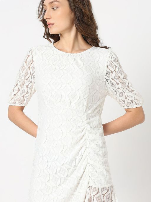 Buy VERO MODA White Lace Asymmetric Dress Online