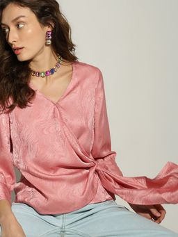 VERO MODA - Pink Printed Wrap Top